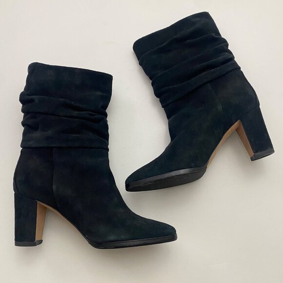 Manolo Blahnik Black Suede Boots w Heel Shoes - Picture 2 of 9